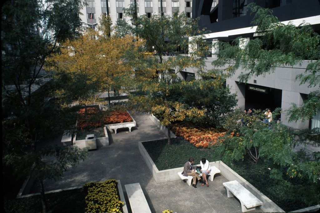 Lower-level plaza outside the John Hancock Center
