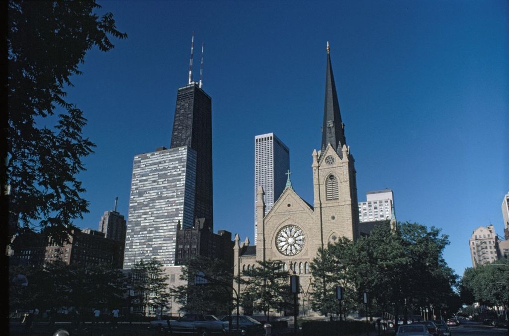 Holy Name Cathedral and Near North Side skyscrapers