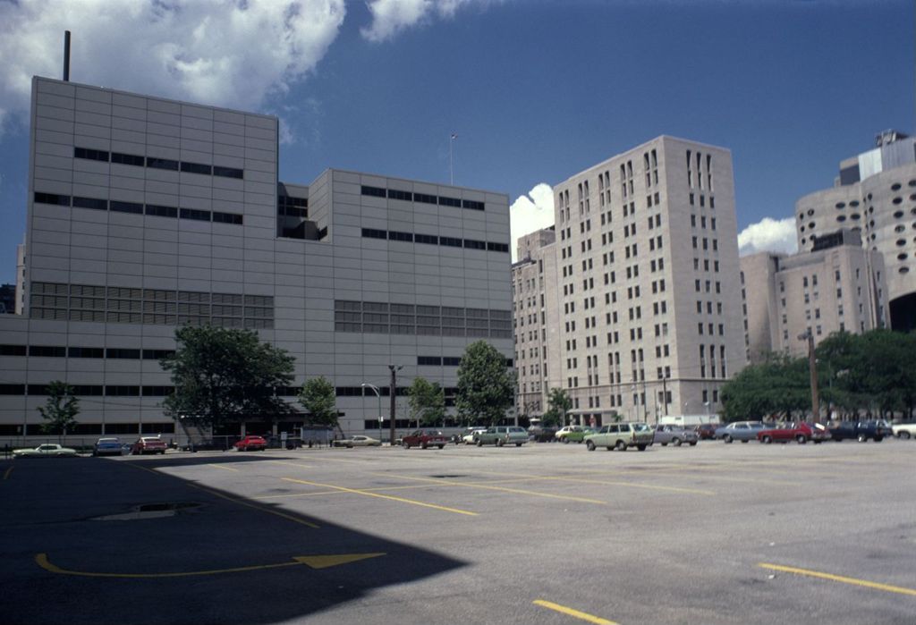 Northwestern University Memorial Hospital campus from Huron Street