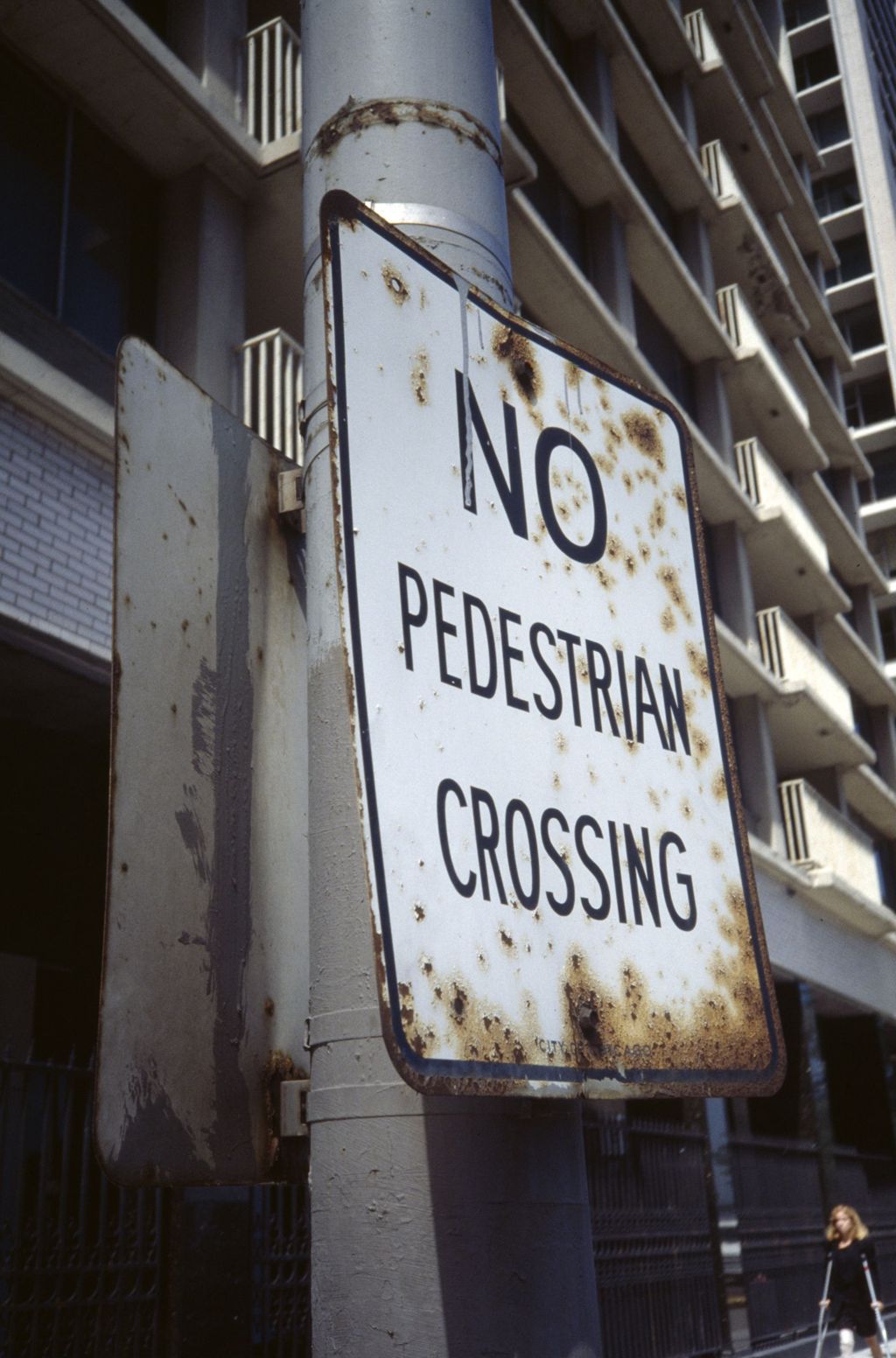 No Pedestrian Crossing sign