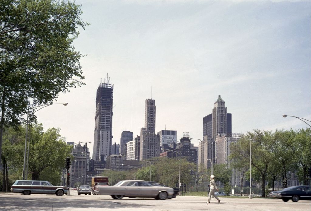 Michigan Avenue and Loop skyline from Grant Park