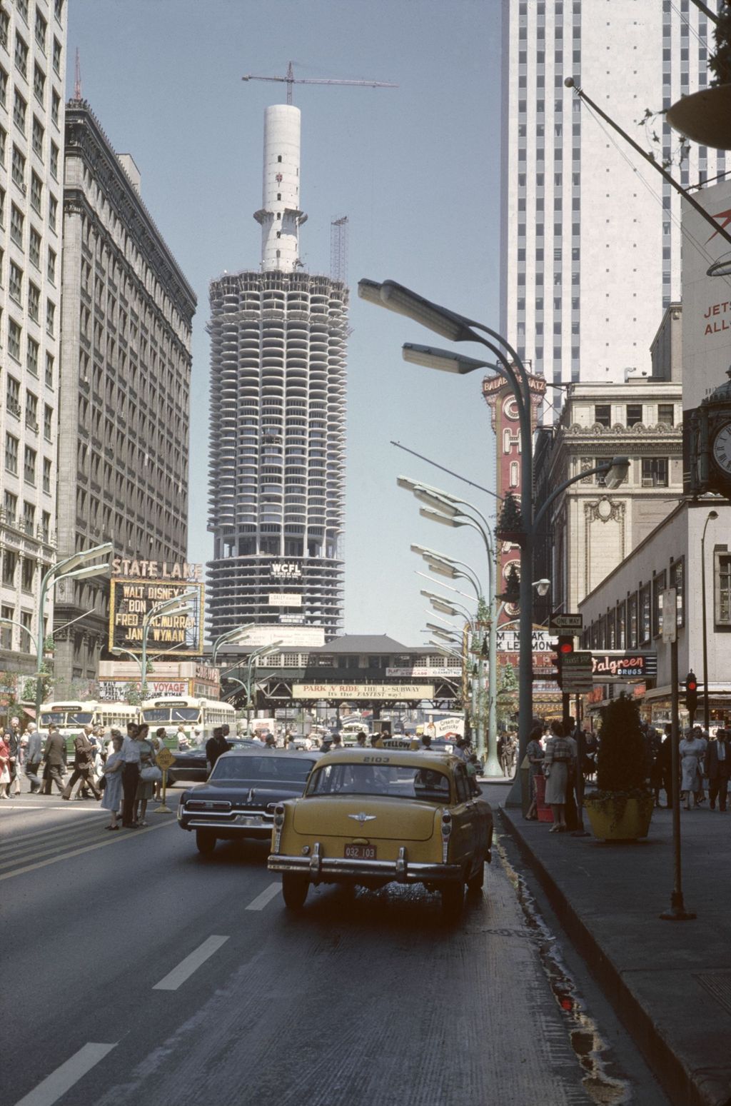 State Street, and Marina City under construction
