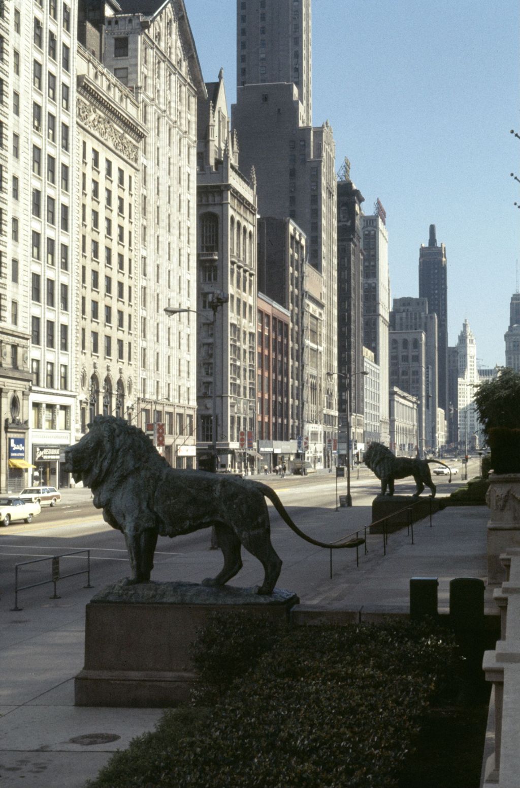 Miniature of South Michigan Avenue and Art Institute lion sculptures