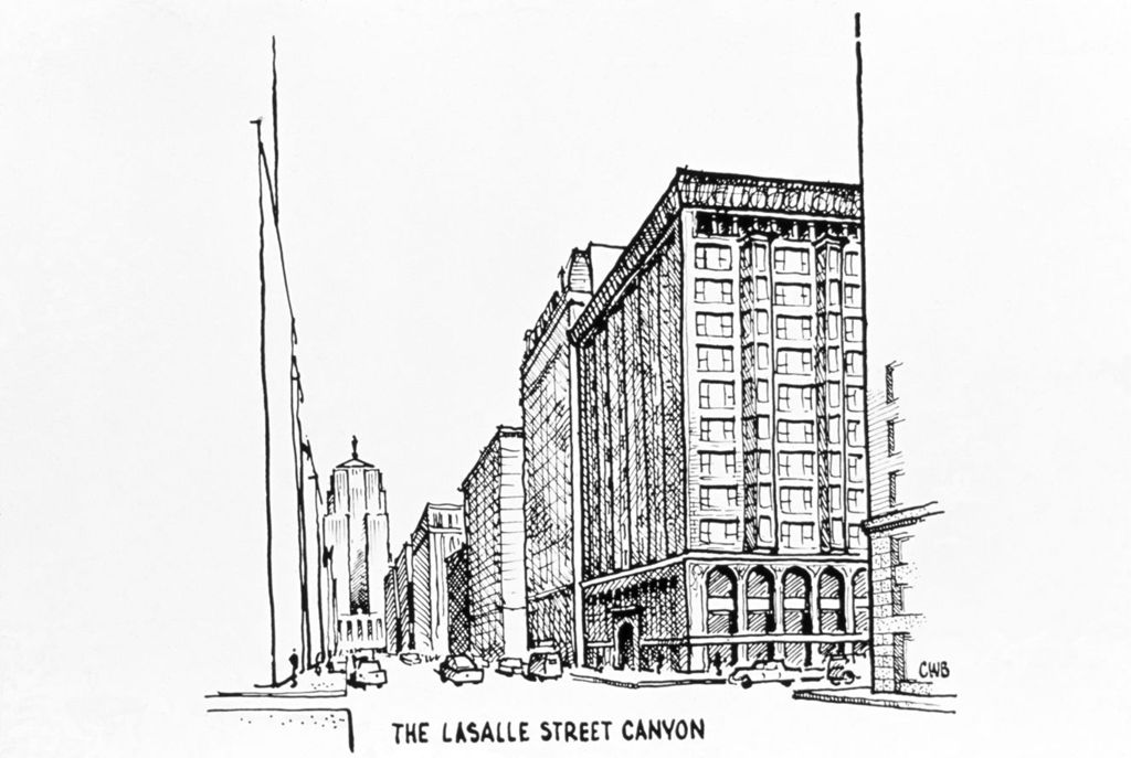 Miniature of LaSalle Street Canyon including Adler and Sullivan's Stock Exchange building