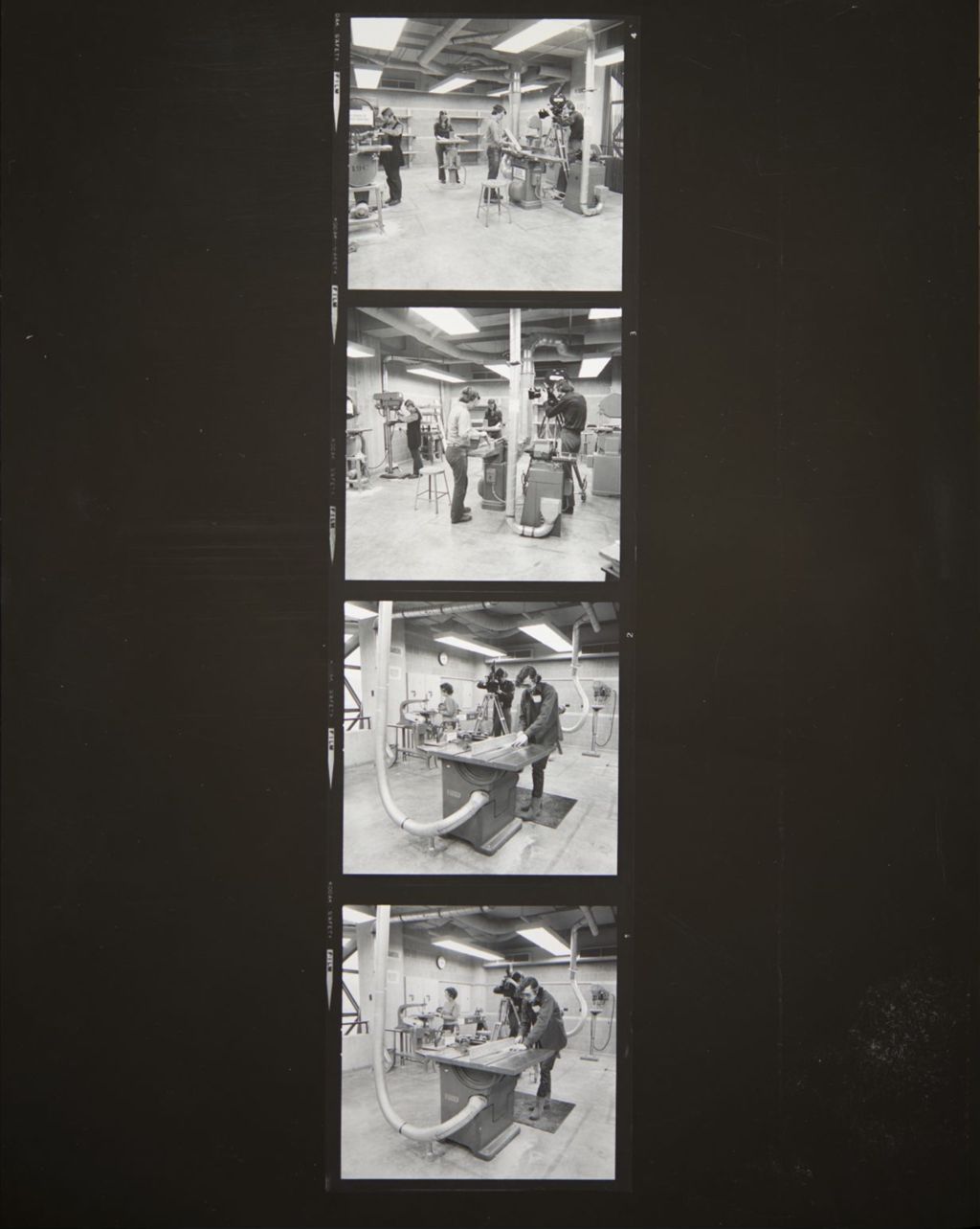 Miniature of Multiple views of students in a woodworking class