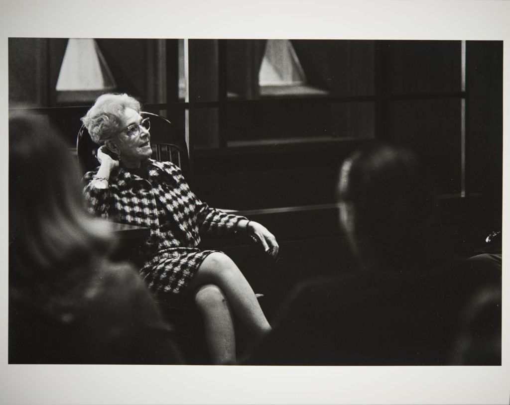 Actress and faculty member Helen Hayes addressing an audience