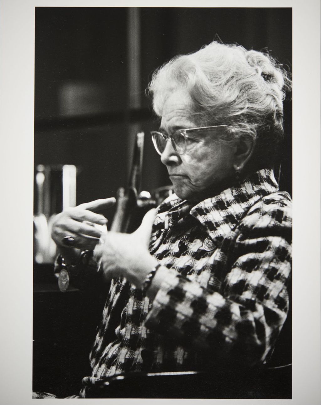 Miniature of Actress and faculty member Helen Hayes addressing an audience