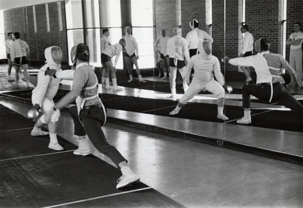 Miniature of Students fencing with one another