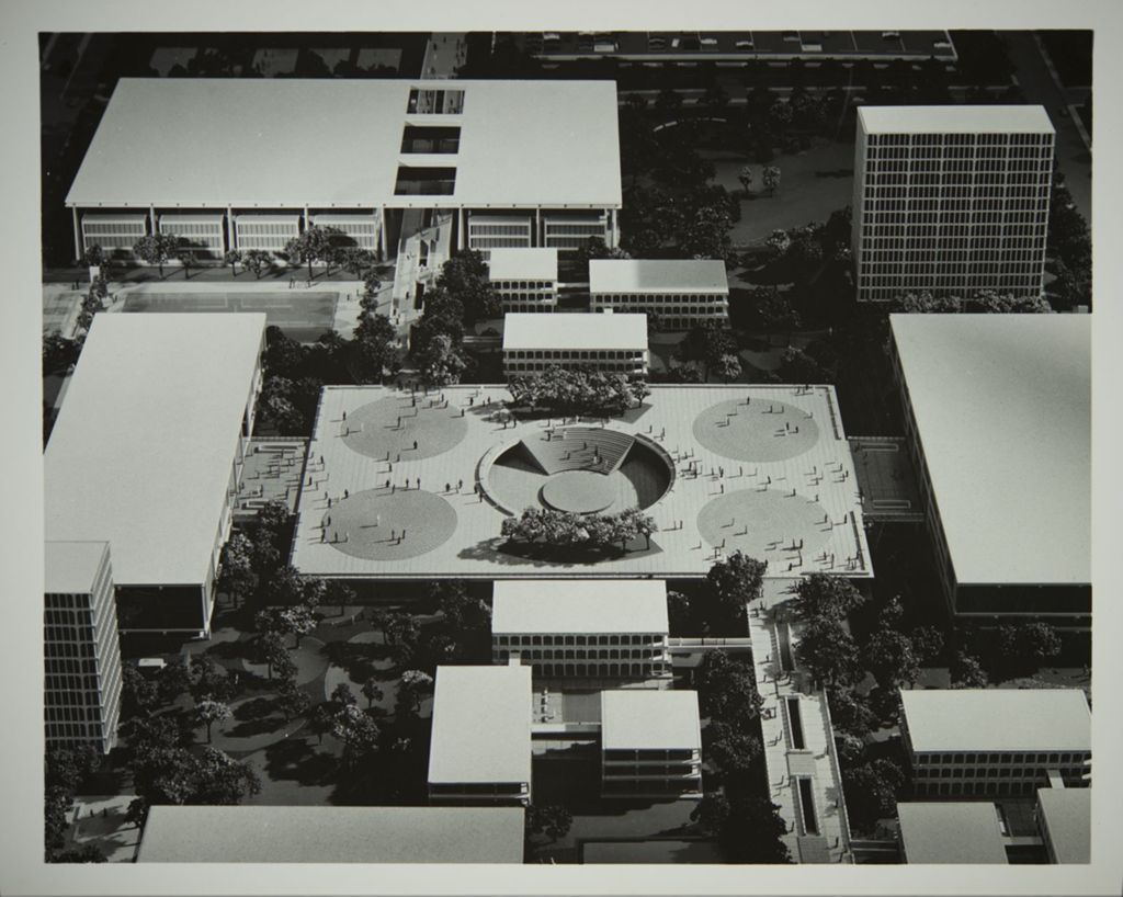 Aerial view of a model of campus