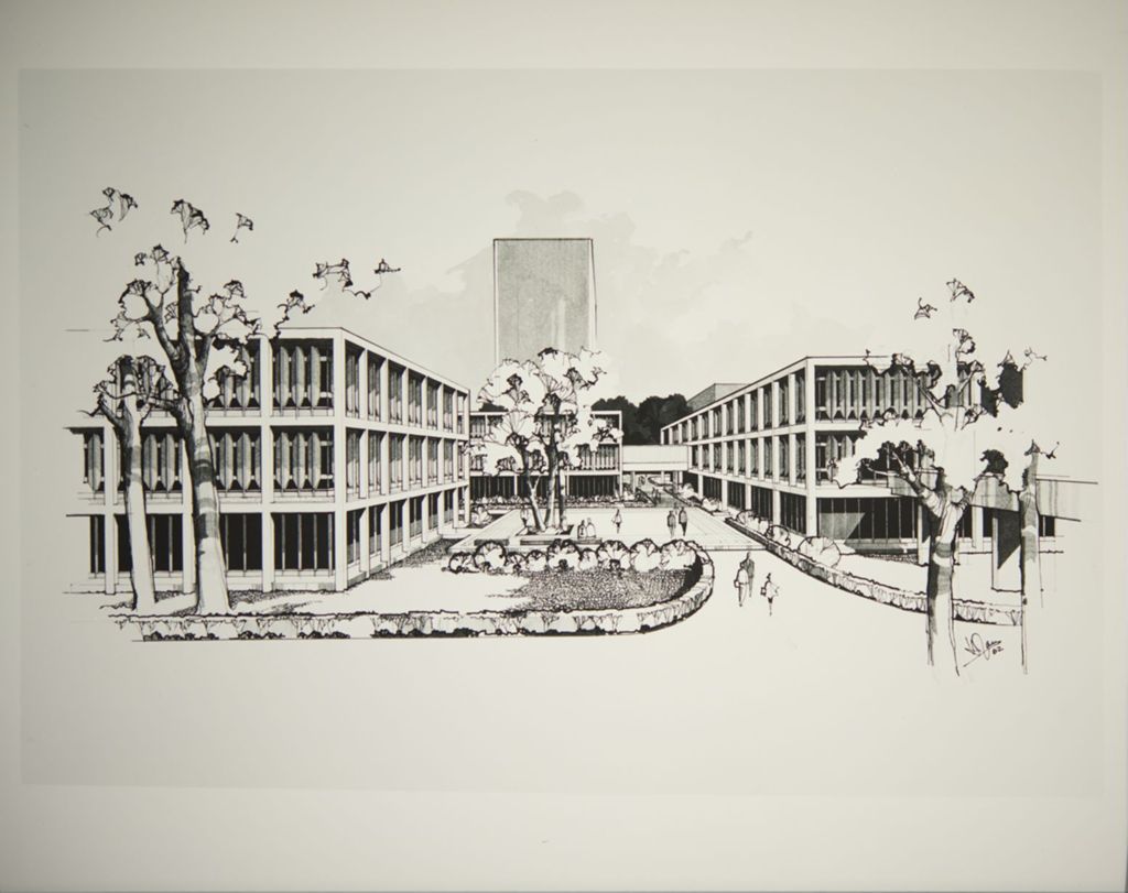 Miniature of Artists' rendering of Grant Hall, Douglas Hall, and Lincoln Hall
