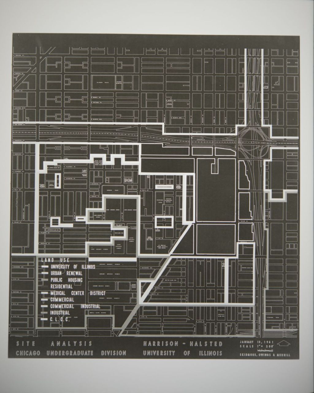 Miniature of Site analysis for the area at Harrison and Halsted by architecture firm Skidmore, Owings, and Merrill