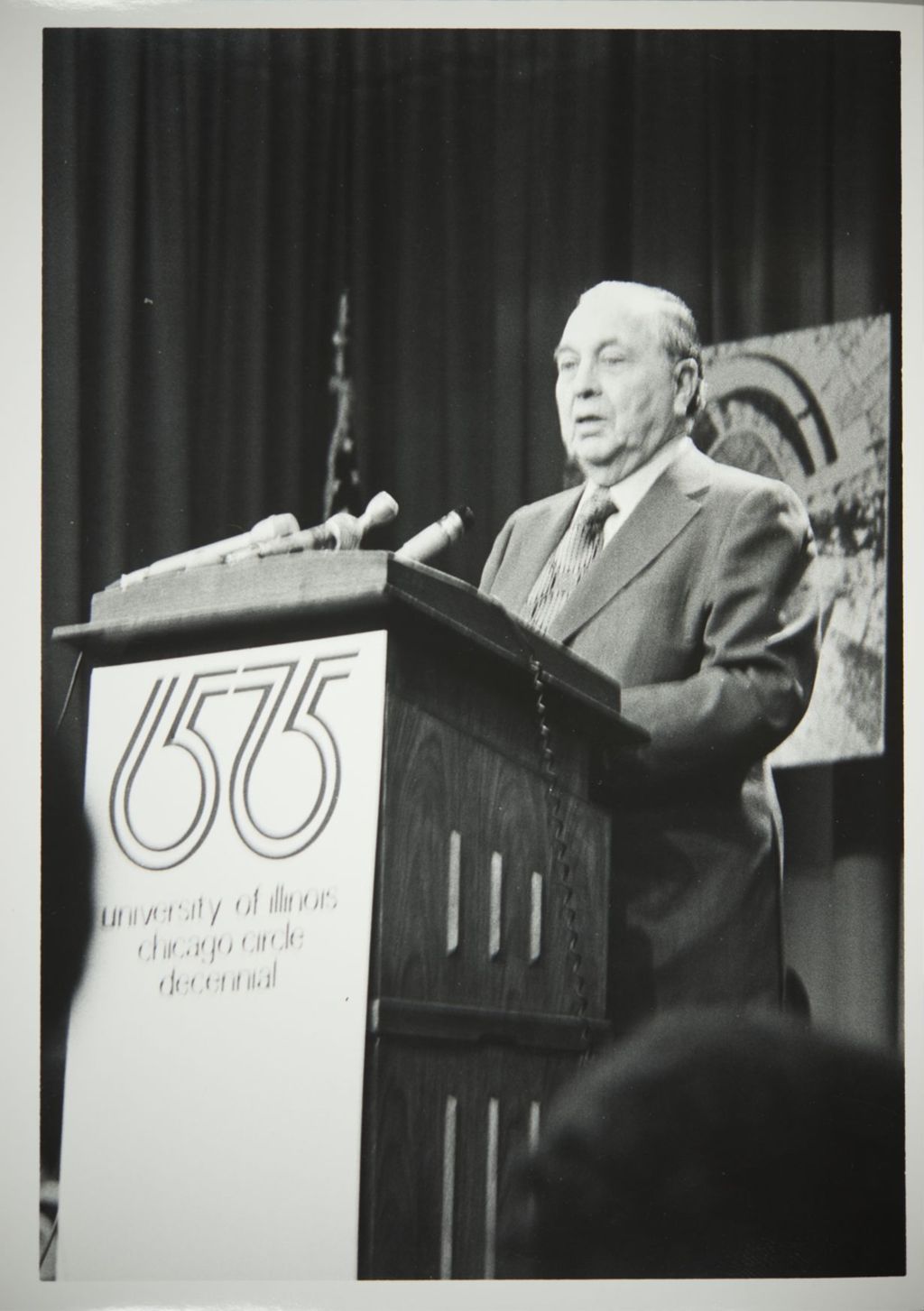 Miniature of Mayor Richard J. Daley speaking at the Decennial Celebration