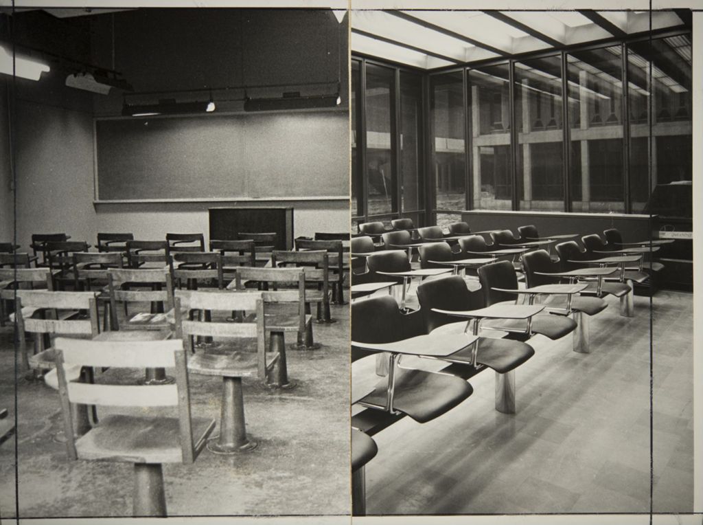 Miniature of Interiors of classrooms at Navy Pier (left) and the University of Illinois at Chicago (right)