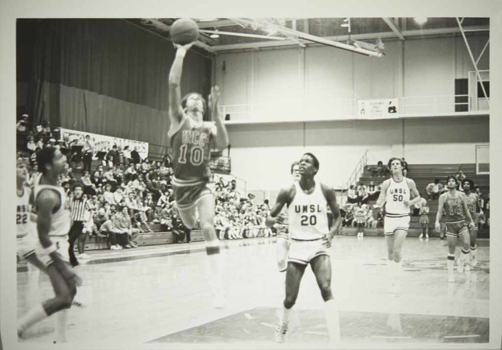 Players during a basketball game vs. University of Missouri-St. Louis