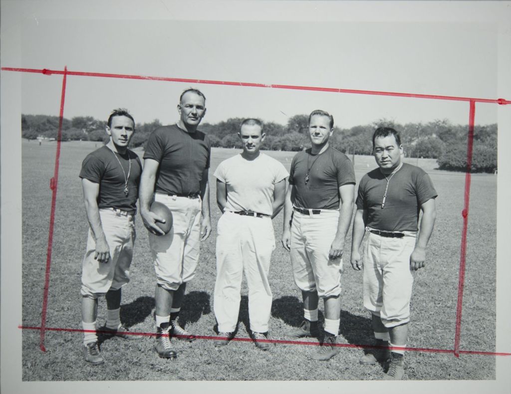 Miniature of Men's Football coaches, including Harold Nemoto (right)