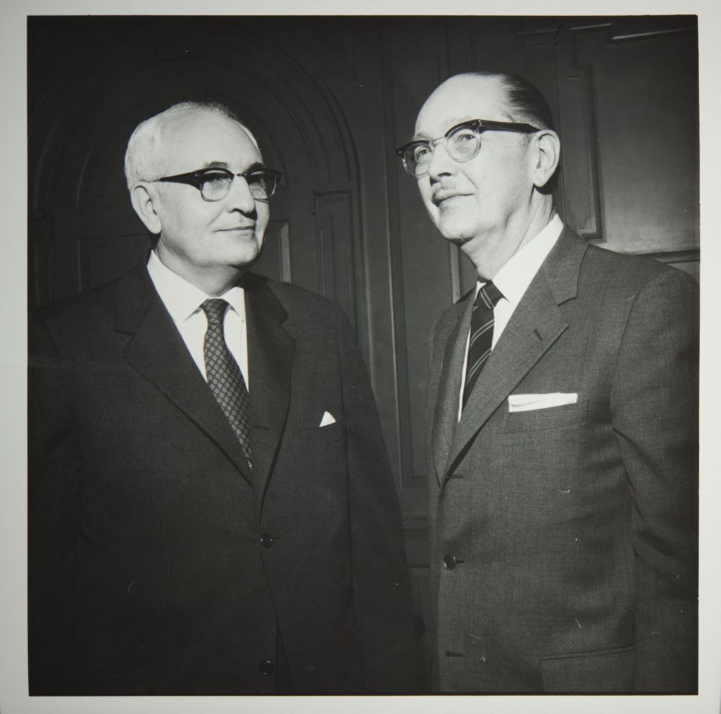 Miniature of Board of Trustees President Earl M. Hughes and University of Illinois President David Dodds Henry