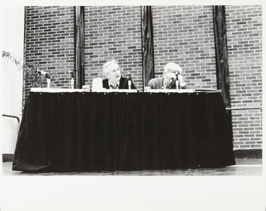 Miniature of Guest speakers Studs Terkel and Barry Commoner (from left to right)