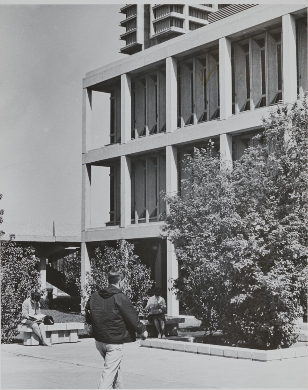 Miniature of Students sitting in front of Stevenson Hall