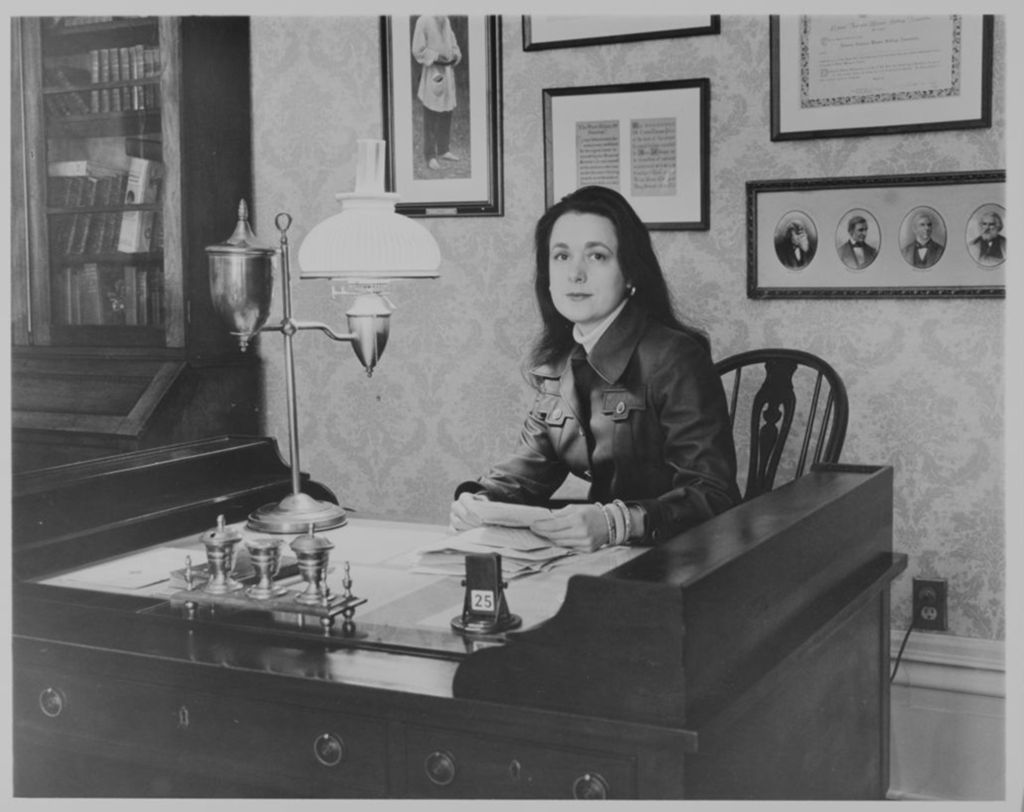 Miniature of Mary Lynn McCree Bryan seated at a desk, Jane Addams Hull-House Museum
