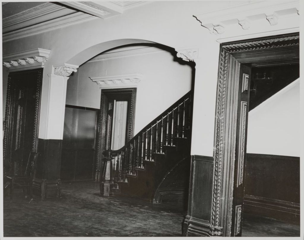 Miniature of Main staircase prior to restoration, Jane Addams Hull-House Museum