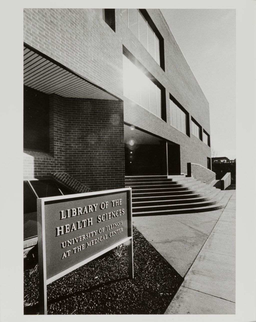 Miniature of Exterior of the Library of the Health Sciences, including building sign
