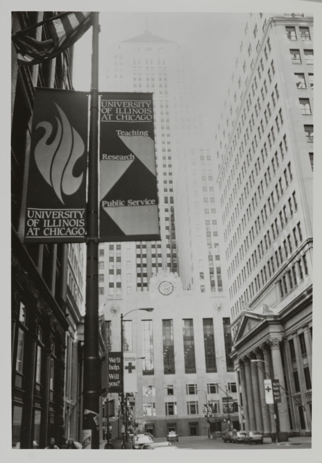 Miniature of Banner for UIC in front of the Chicago Board of Trade building