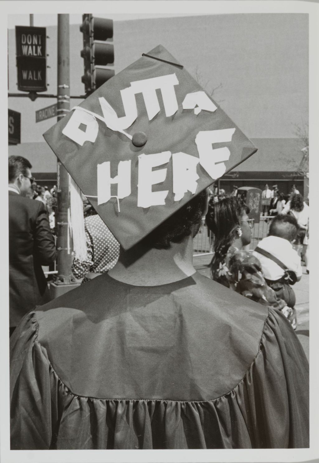 Student with decorated mortarboard after the graduation ceremony
