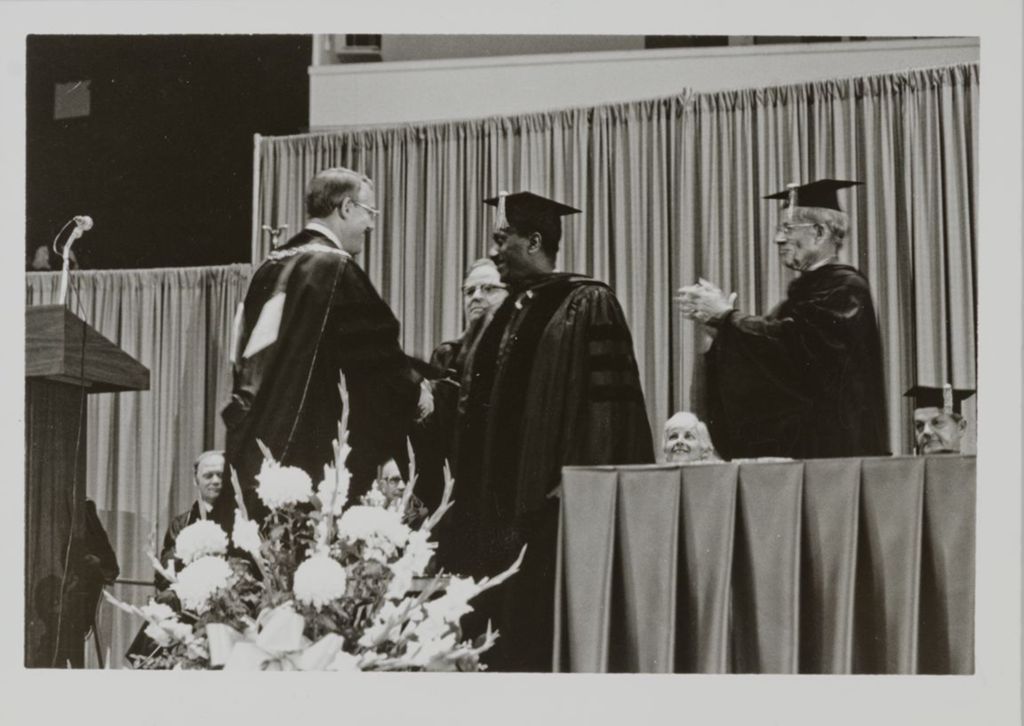 Miniature of Stanley O. Ikenberry and honorary degree recipient John J. Johnson