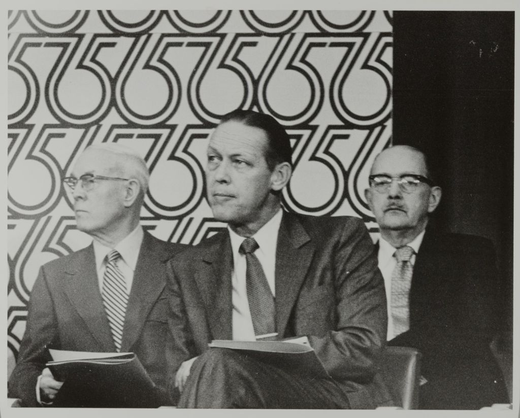 Norman A. Parker, John E. Corbally, and David Dodds Henry (from left to right)