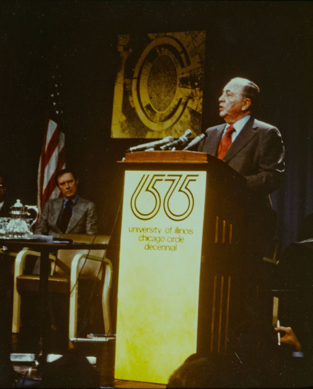 Mayor Richard J. Daley speaking at the Decennial Ceremony