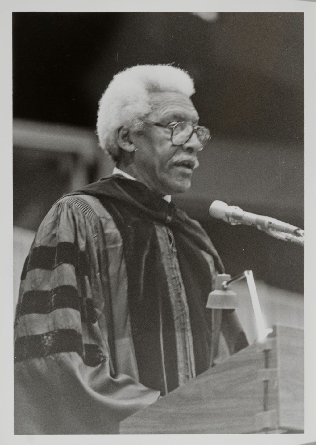Bayard Rustin addressing the audience at the graduation ceremony