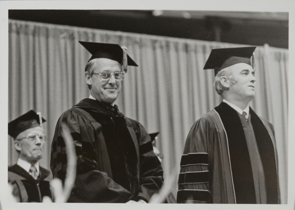 University of Illinois President Stanley O. Ikenberry (center) at graduation