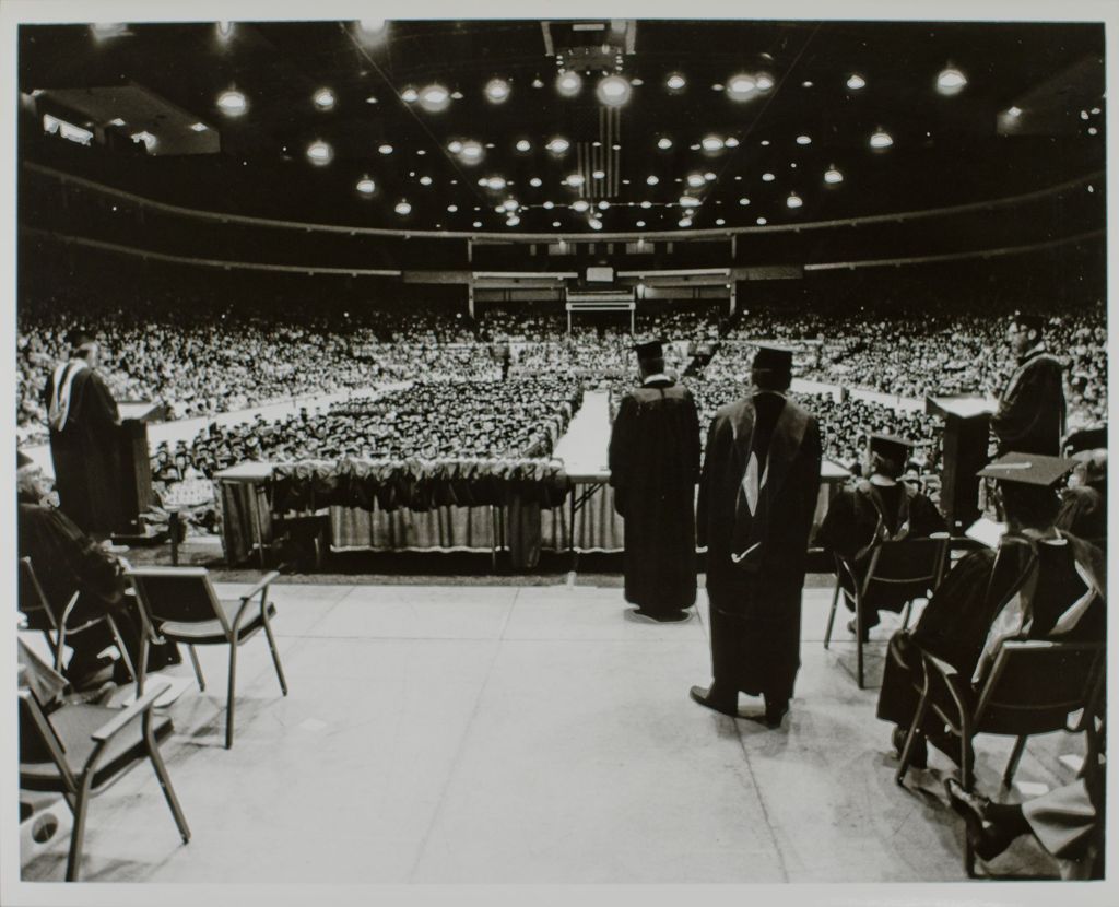 View of the audience from the stage at the graduation ceremony