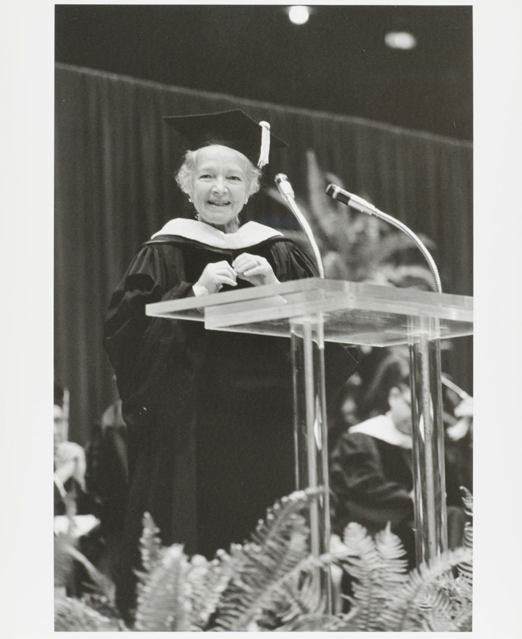 Faculty member Helen Hayes providing the commencement address