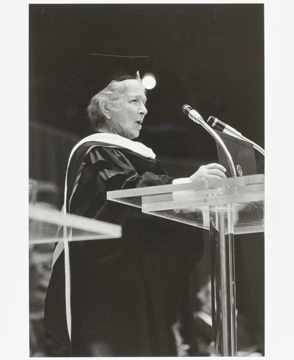 Faculty member Helen Hayes providing the commencement address