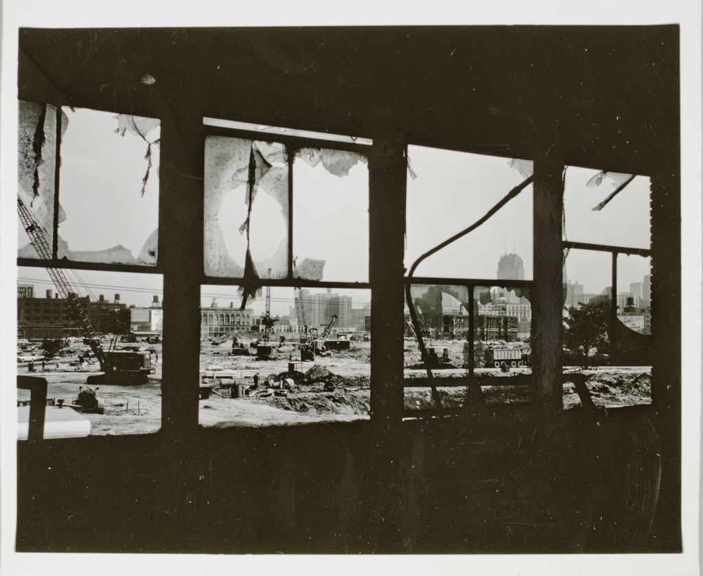 Miniature of View through the window of a torn-down building of the construction of east campus