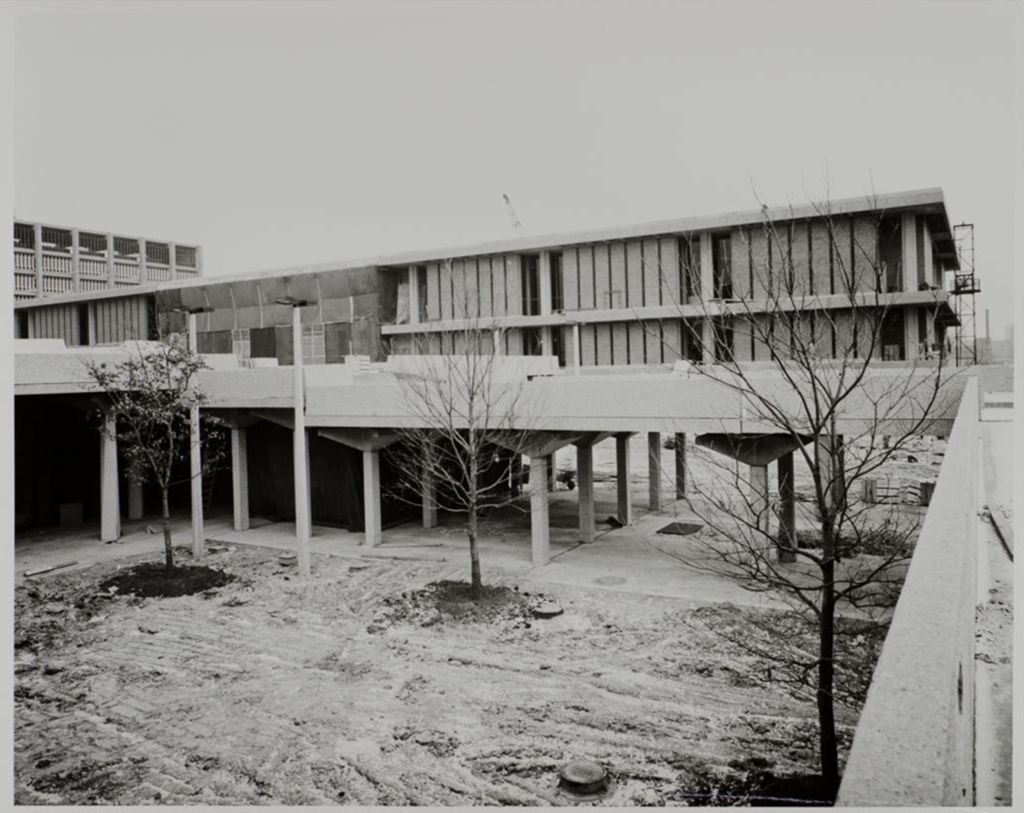 Construction of Student Center East and elevated walkways