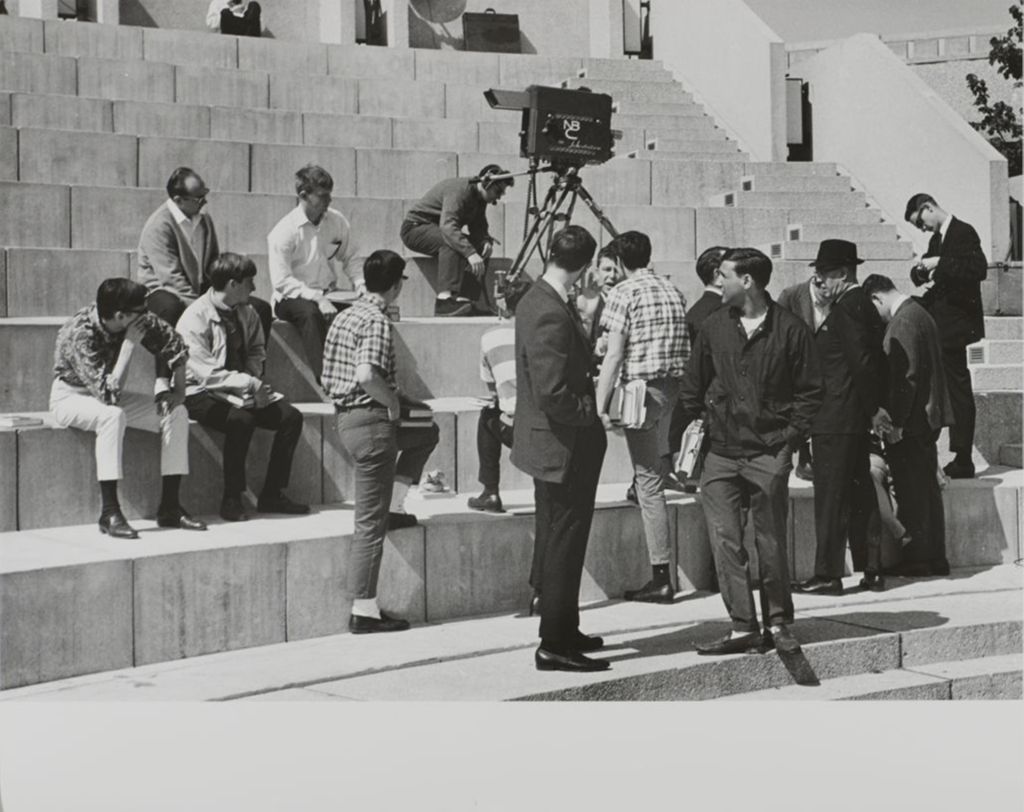 Miniature of Camera crew and students in the Great Court/Forum
