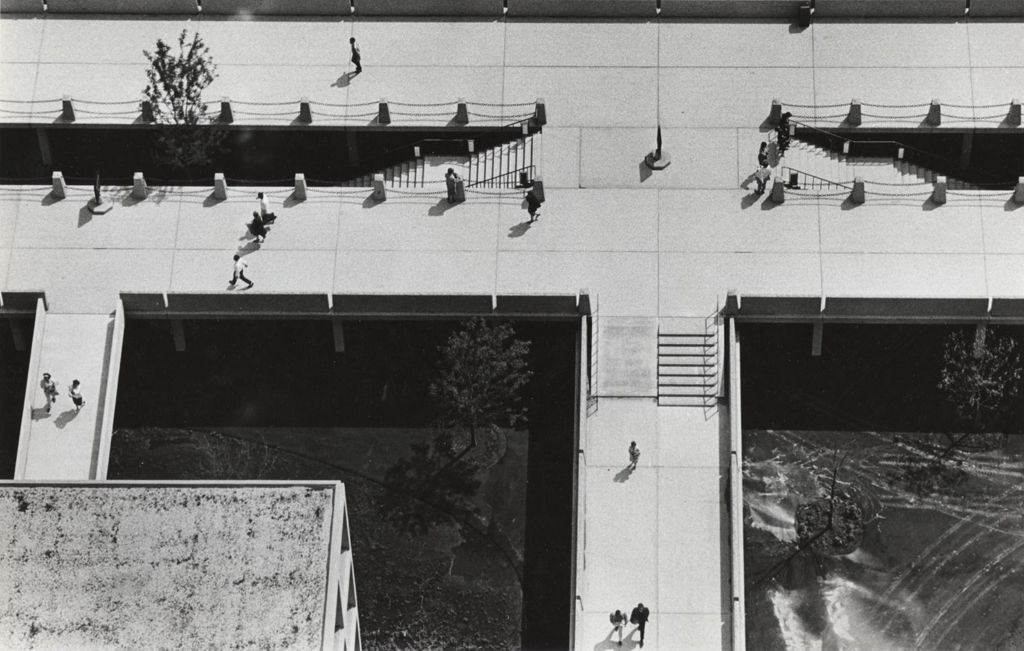 Miniature of Aerial view of pedestrians on elevated walkways