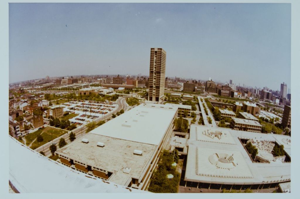 Miniature of Ultra-wide angle view of skyline with east campus buildings in the foreground