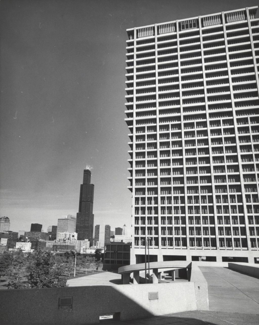Miniature of Comparison shot of University Hall and the Willis (Sears) Tower