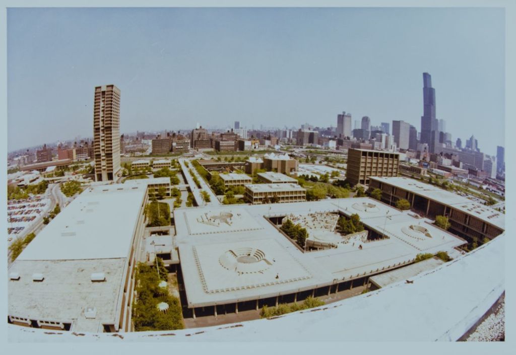 Miniature of Aerial view of east campus with Chicago skyline in background