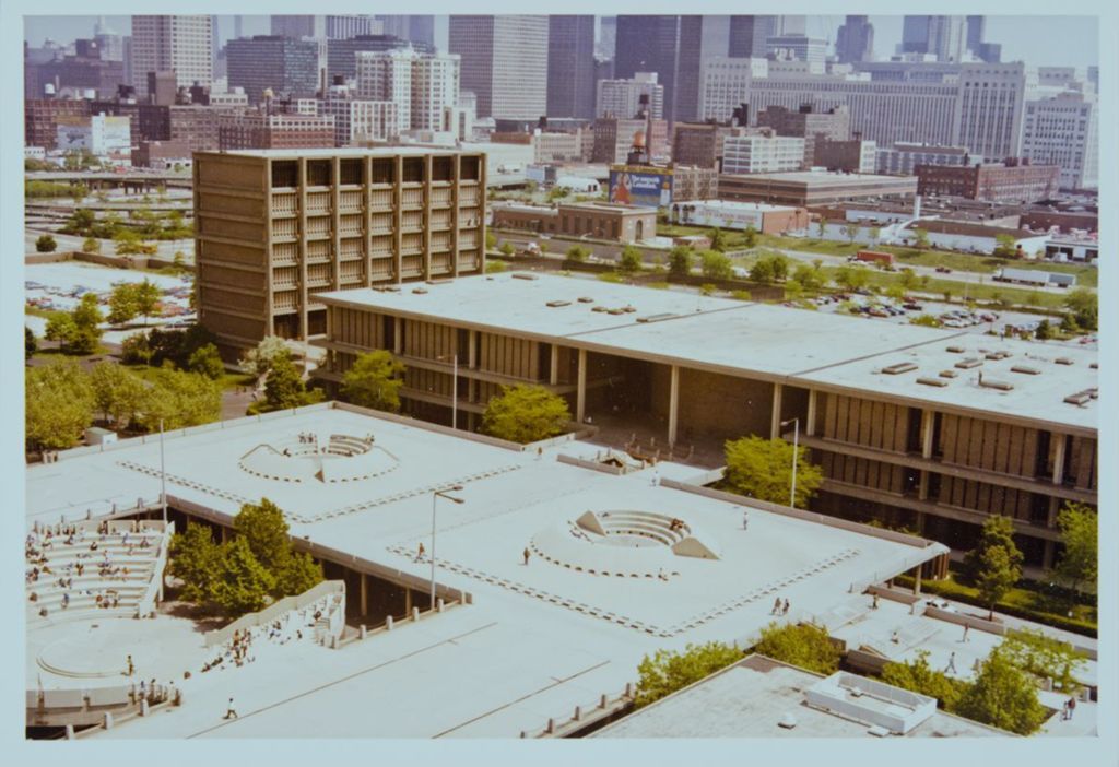Miniature of Aerial view of ramps, Forum, Student Center East, and Student Center East Tower