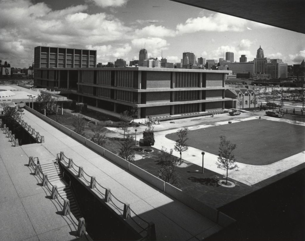 Miniature of View looking northeast including elevated walkways and Forum, Student Center East (Illini Union)