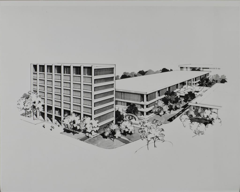 Miniature of Contextual drawing of northeastern view, Student Center East (Illini Union)