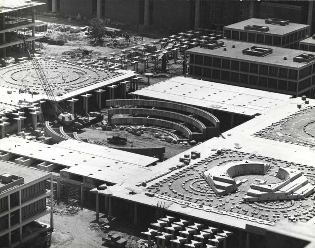Aerial view of the construction of the Great Court