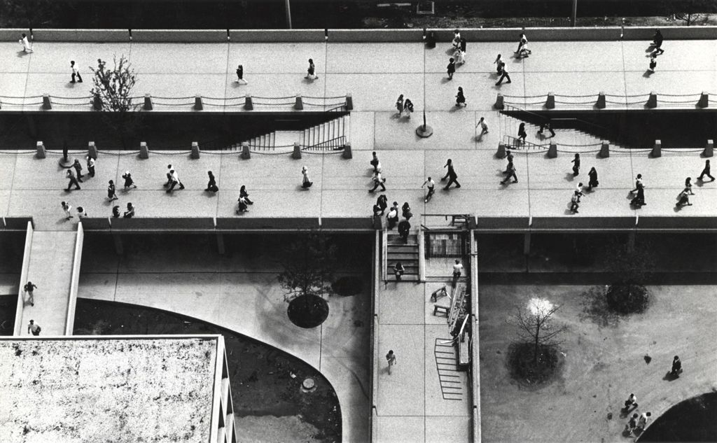 Miniature of Aerial view of pedestrians on and below the elevated walkways