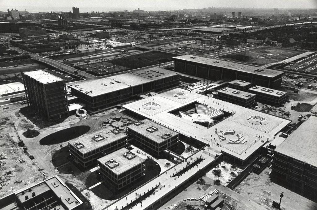 Aerial view of the construction of east campus