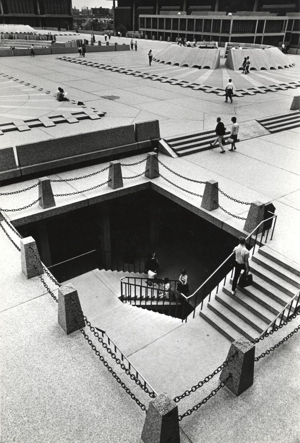 Aerial view of the stairway up to the Great Court