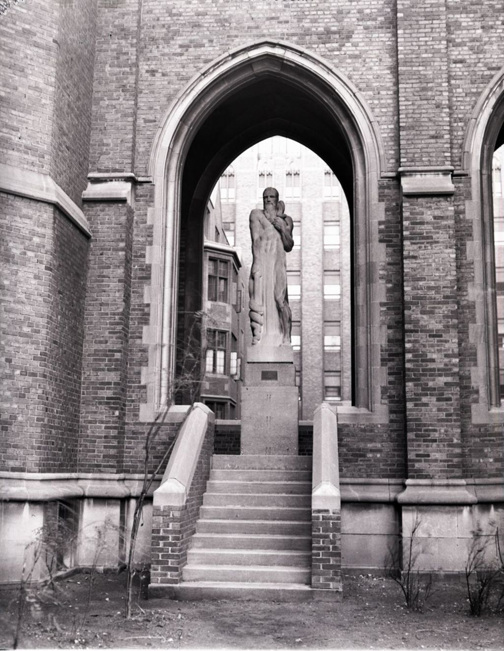 Miniature of Statue in Arched Walkway, University of Illinois Medical School